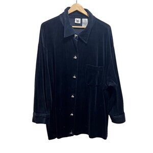 VINTAGE Disney The Disney  Catalog XXL Black Velour Button Up Shirt